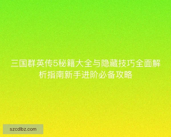 三国群英传5秘籍大全与隐藏技巧全面解析指南新手进阶必备攻略 三国群英传5秘籍大全与隐藏技巧全面解析指南新手进阶必备攻略